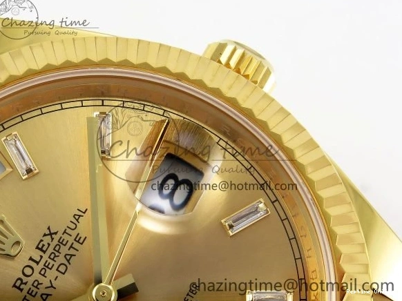 1225 WrinkleFree DayDate 40 228238 ARF 904L Steel YG Crystal Diamonds Bezel on President Bracelet VR 1550